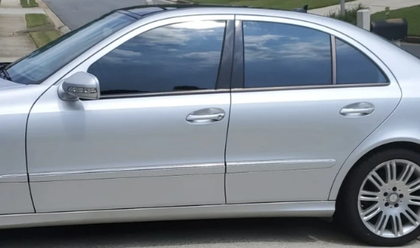 Silver Mercedes with professionally tinted windows in Charlotte, NC